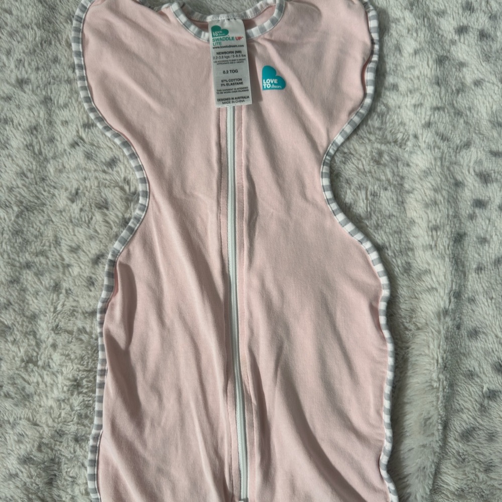 Love to Dream Pink Swaddle with Gray Trim